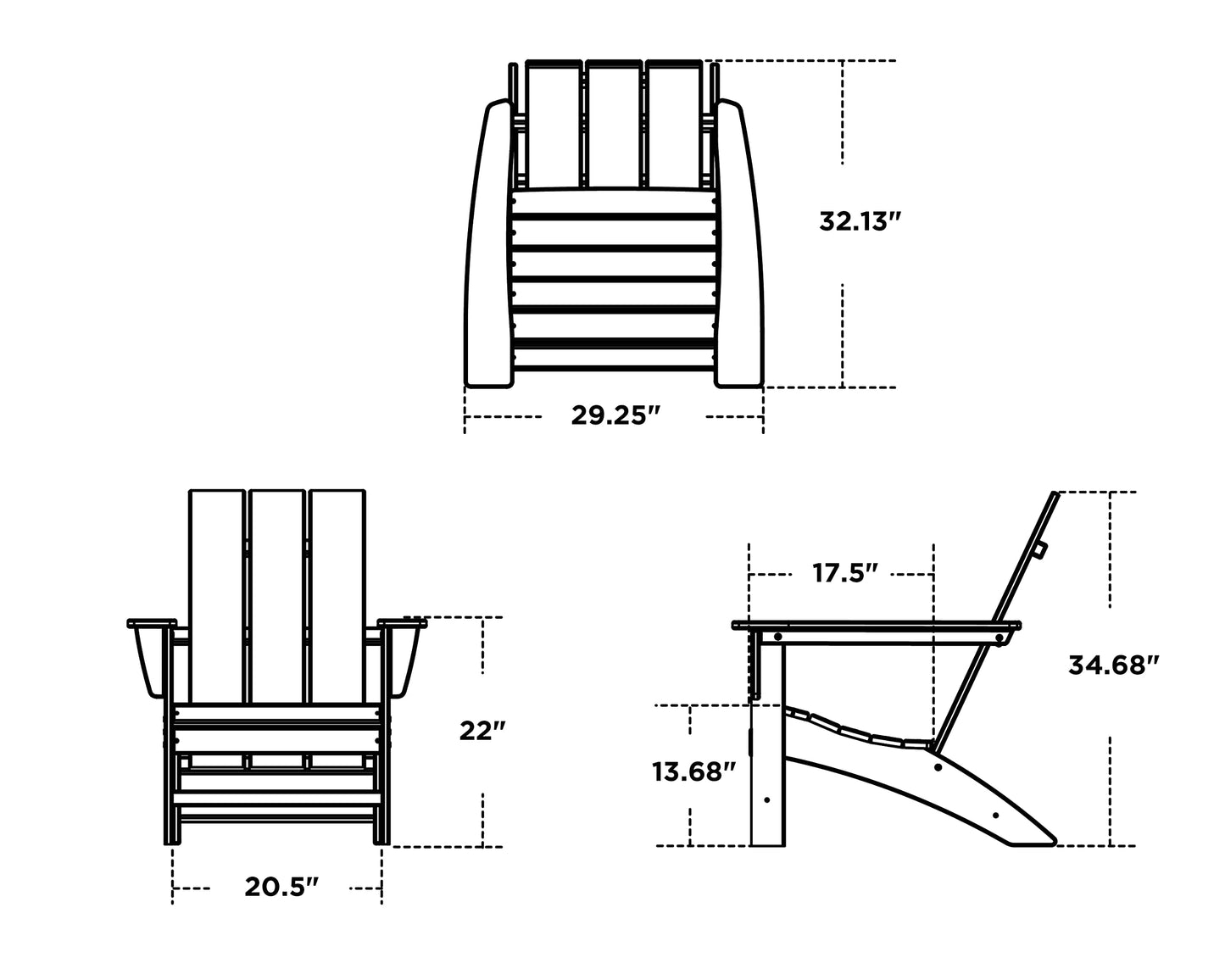 POLYWOOD AD420BL Modern Adirondack Chair, Black