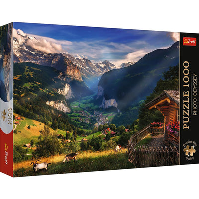 Trefl Lauterbrunnen Valley, Switzerland 1000 Jigsaw Puzzle Premium Plus Photo Odyssey 27"x19" Unique Photographic Series, Perfect Matching of Elements, for Adults and Children from 12 Years Old