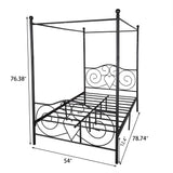 Canopy Full Bed Frame Platform Heavy Duty Steel Slat and Support with Headboard and Footboard No Box Spring Required （Black） Albearing