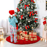 YUJUN 48 Inches Christmas Knitted Tree Skirt Decorations Xmas Large Red Chunky Cable Farmhouse Thick Rustic Tree Skirt for Merry Christmas Tree Holiday Home Party Decoration YUJUN