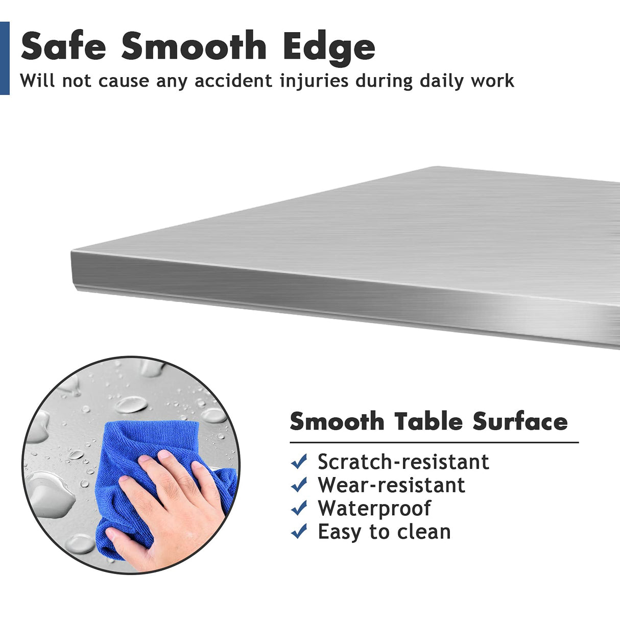 Waterjoy 48" x 30" Stainless Steel Table with Adjustable Shelf for Prep & Workstations Commercial Heavy Duty worktables WATERJOY