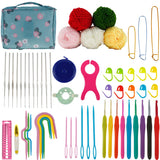 Abizarch 59 Pcs Crochet Hooks Kit for Beginners Adults, Knitting Starter Kit for Adults Ergonomic Soft Grip Handle Crochet Tools, DIY Weave Yarn Kits with Carry Bag, Travel Knitting Crochet Supplies Abizarch