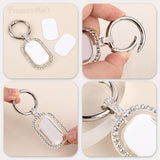 Framendino, 6 Pack Sublimation Blanks Metal Keychains Rhinestone Heat Transfer Square Rectangle Press Key Rings for Personalized DIY Crafts Photo Framendino