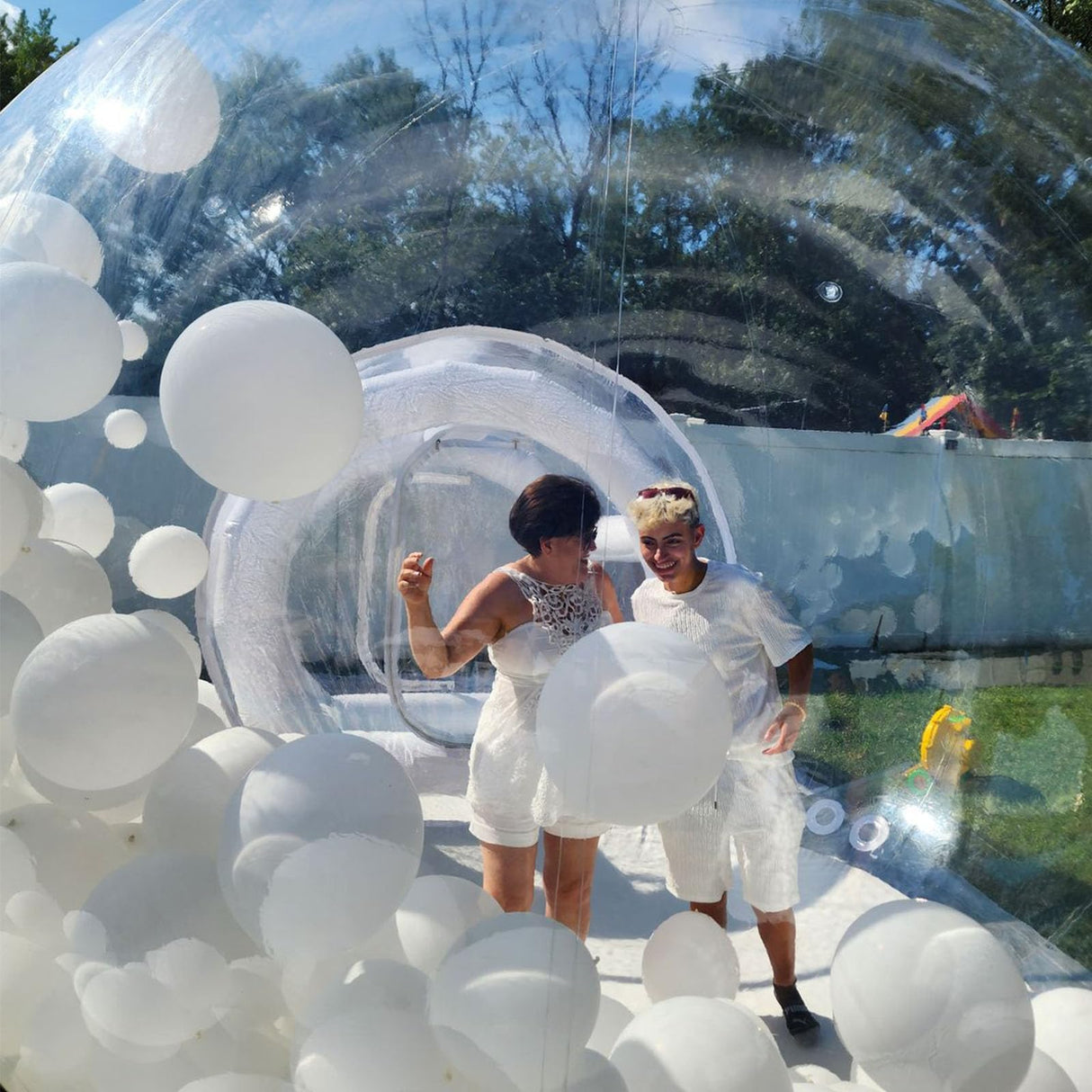 10FT Inflatable Bubble House, PVC Inflatable Balloon House for Kids and Adults with 100 Balloons Clear Bubble House Dome Inflatable with Blower& Pump for Birthday Outdoor Backyard Wedding Party Rental Heipigo