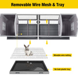 Aivituvin Rabbit Hutch Bunny Cage with Double House and Run Indoor Outdoor Guinea Pig House with Deeper No Leak Trays and Wheels Aivituvin