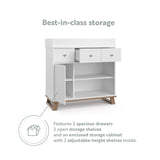 Storkcraft Modern Nursery Changing Table Dresser Combo (White & Vintage Driftwood) – GREENGUARD Gold Certified, Dresser for Nursery, Changing Table with Drawers, Removable Changing Table Topper Storkcraft