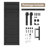 JUBEST 30" x 84" Barn Door, Slding Barn Door Kit Wave Shape Barn Door Panel with Hardware Kit Include, Easy Installation, MDF Board & PVC Covered, Black JUBEST