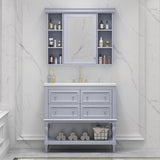 Merax Country 36" Bathroom Vanity with Matching Medicine Cabinet, Farmhouse Bathroom Vanity with Sink Storage Cabinet with 4 Drawers and Open Shelf, Solid Wood Frame Bath Storage Vanity Merax