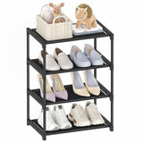 Autonomier 4 Tier Small Shoe Rack, Narrow Stackable Kids Toddler Adult Shoe Storage Organizer Shelf for Closet Floor Entryway Bedroom, Space Saver Shoe Rack Organization Shelves Autonomier