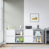 Yizosh 2-Drawer Metal File Cabinet with Lock, Mobile Lateral Filing Cabinet, Printer Stand with Adjustable Storage Shelves for Home Office (White) Yizosh