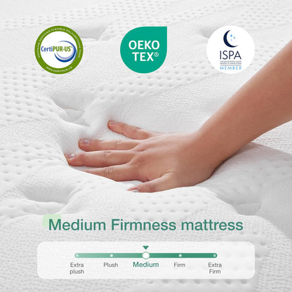 Novilla King Mattress, 12 Inch Hybrid Mattress, High Density Gel Foam with Pocket Coils for a Cozy Sleep, Motion Isolation Medium Firm King Size Mattress, Pillow Top Mattress, Balance Support