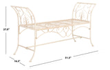 SAFAVIEH PAT5016A Collection Arona Antique White Wrought Iron 51" Outdoor Garden Bench SAFAVIEH