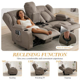 RV Loveseat Recliner with Console,Reclining Loveseat Sofa Wall Hugger Recliners for Small Spaces,Double Manual Recliner Couches with Cup Holders for Living Room Furniture (Fabric, Khaki) Generic