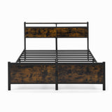 Bellemave Full Size Bed Frame with Charging, Full Size Bed Frame with Headboard and Charging Station, Brown Platform Bed Frame with Led Lightstation, No Box Spring Needed, (Full, Rustic Brown) Bellemave