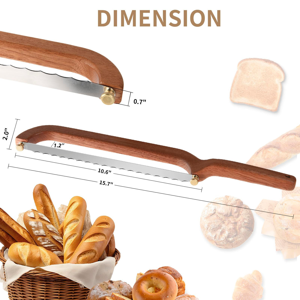 Uprichya Sourdough Bread Knife Slicer for Even Slicing, Bow Bread Knife for Sourdough, Bread Saw for Homemade Bread Sourdough, Wooden Bread Bowl Knofe Sourdough Bread Cutter Uprichya