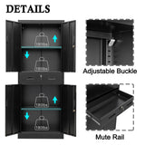 BESFUR Metal Cabinet, Garage Storage Cabinet with Drawer and Adjustable Shelves for Garage, Office, School - Black BESFUR