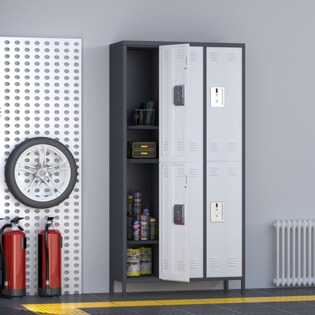 METAN Metal Locker for School Office Gym Bedroom,6 Doors Steel Storage Locker Cabinet for Employees,Industrial Storage Locker with 1 Shelves,Assembly Required,Gray+White… METAN