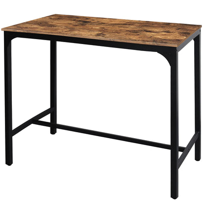 VEIKOU 47'' Rustic Brown Industrial Bar Table with Adjustable Legs - WoodArtSupply