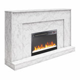 CosmoLiving by Cosmopolitan Liberty 52 Inch Electric Fireplace with Mantel, Replaceable Fireplace Insert Heater, Remote Control, Timer, Color Changing Crystal Ember Flames, White Marble CosmoLiving by Cosmopolitan