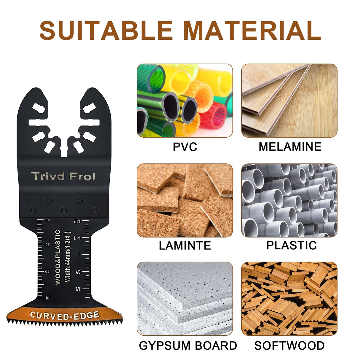 Trivd Frol 100Pcs Curved-Edge Oscillating Tool Blades Professional Universal Oscillating Saw Blades Wood Multitool Blades Compatible with Dewalt, Milwaukee, Ryobi, Rockwell, Bosch Trivd Frol