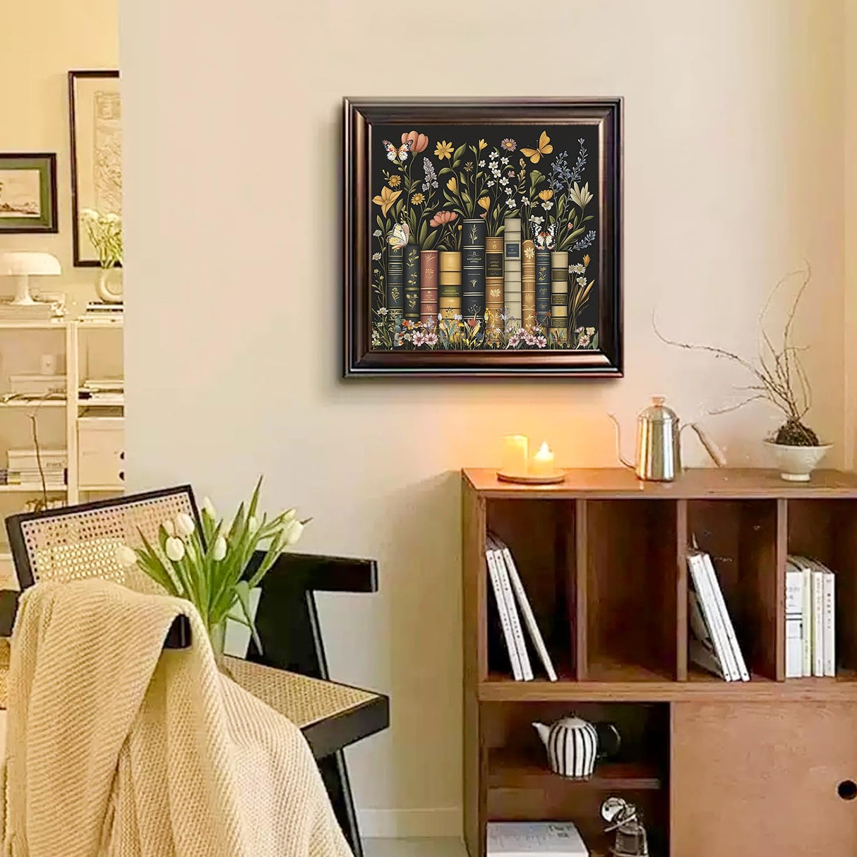 Paint by Numbers for Adult, Book Paint by Numbers Kit for Adults Beginners, DIY Book Acrylic Painting on Canvas for Home Wall Art Decor 16x16 Inch Mandun