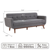 Kingfun 77.2" W Loveseat Sofa, Mid Century Modern Decor Love Seat Couches for Living Room, Button Tufted Upholstered Furniture, Solid & Easy to Install Small Couch for Bedroom Office Apartment, Gray Kingfun