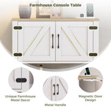 IRONCK Farmhouse Entryway Table Console Table with Power Outlet, Coffee Bar Cabinet, Sofa Table with Cabinet and Storage Shelf, for Hallway, Kitchen, Foyer, Living Room, White IRONCK