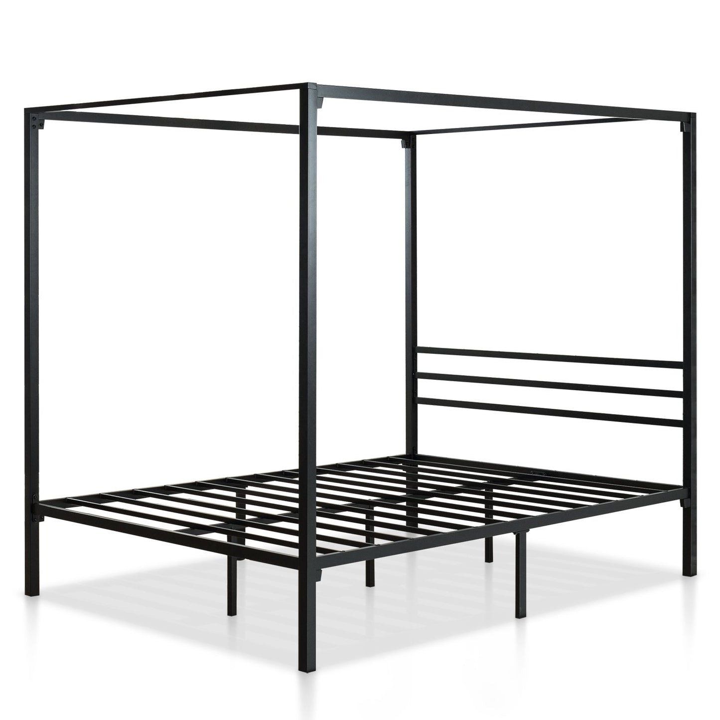 ZINUS Patricia Black Metal Canopy Platform Bed Frame, Mattress Foundation with Steel Slat Support, No Box Spring Needed, Easy Assembly, Queen