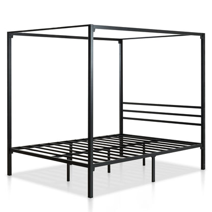 ZINUS Patricia Black Metal Canopy Platform Bed Frame, Mattress Foundation with Steel Slat Support, No Box Spring Needed, Easy Assembly, Queen