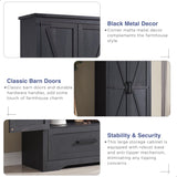 JXQTLINGMU 72" Tall Farmhouse Kitchen Pantry with Adjustable Shelves, Wood Storage Cabinet with Drawer & 2 Barn Doors, Versatile Storage for Dining Room, Bathroom, Living Room, Antique Black JXQTLINGMU