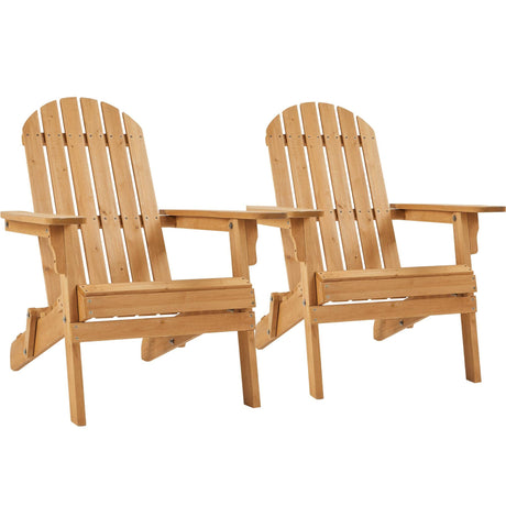 Yaheetech Folding Adirondack Chair Set of 2 Outdoor, 300LBS Solid Wood Garden Chair Weather Resistant, Fire Pit Lounge Chairs for Garden/Yard/Patio/Lawn, Natural Wood Yaheetech