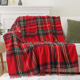 BATTILO HOME Christmas Red Plaid Throw Blanket for Couch, Bed, Super Soft Red Plaid Blankets,Soft Christmas Decorative Throw with Tassels 50"x60" BATTILO HOME