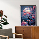BRTITA Moon Cherry Blossom Landscape Diamond Painting Diamond Art Kits for Adults, Full Round Gemstone Crystal Cross Stitch Kit, for Wall Decor Gifts 12x16in / 30x40cm BRTITA