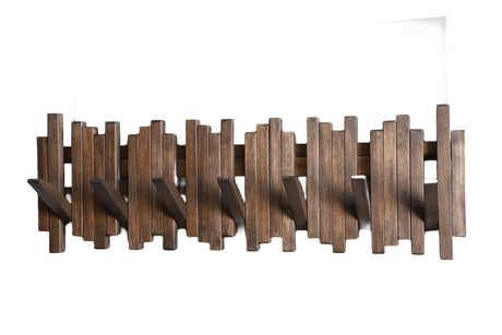 GOGREEBELL Natural Wood Wall Mounted Piano Coat Rack| Coat Rack Wall Mount| Flip Down Wall Hook Rack 7 Hooks| Entryway Wall Art Hook,Made of Acacia Wood (Wood Wax Oil Dyed Walnut Color).Wall Art GOGREEBELL
