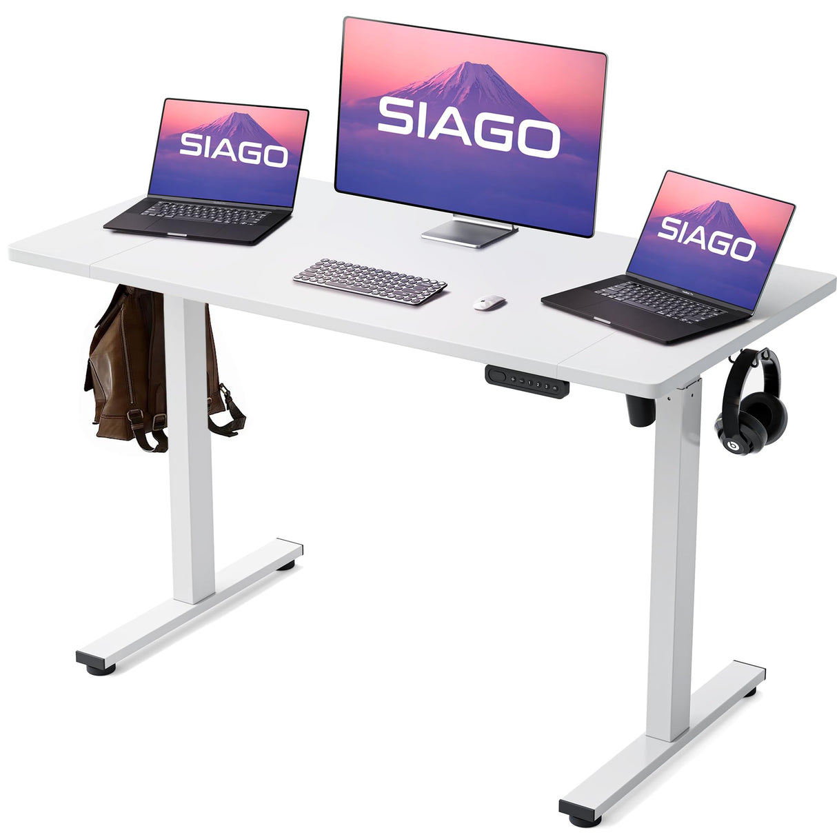 SIAGO Electric Standing Desk Adjustable - 48 x 24 Inch Sit Stand up Desk with Cable Management - 3 Memory Preset Adjustable Height Desk Computer Home Office Desk SIAGO