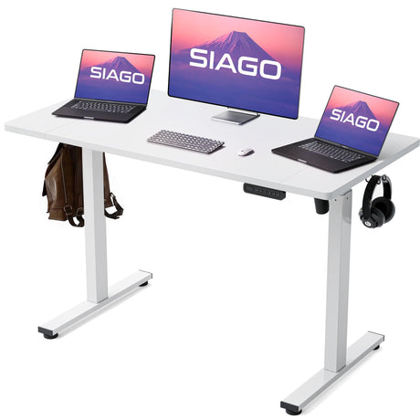 SIAGO Electric Standing Desk Adjustable - 48 x 24 Inch Sit Stand up Desk with Cable Management - 3 Memory Preset Adjustable Height Desk Computer Home Office Desk SIAGO