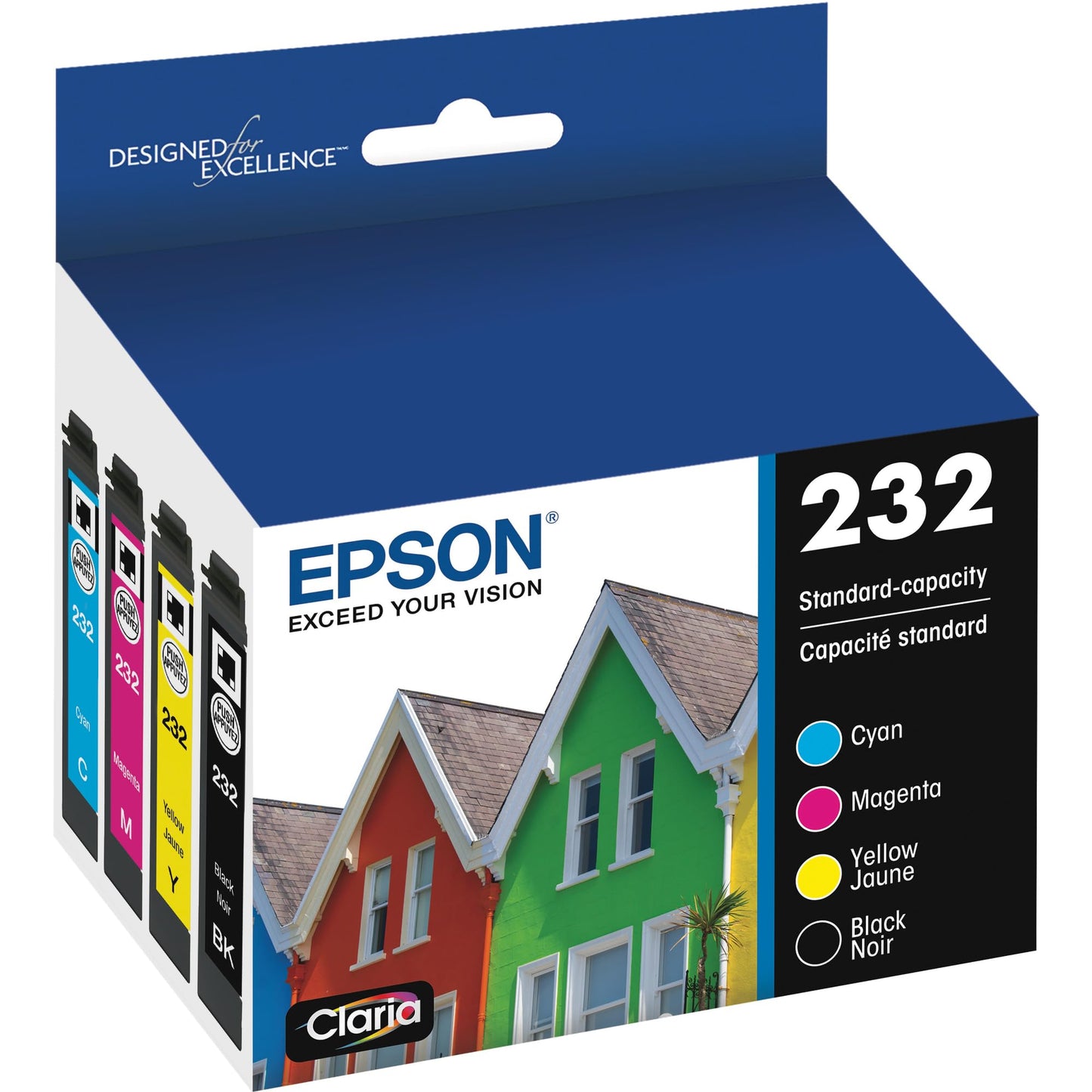 EPSON 232 Claria Ink Standard Capacity Black & Color Cartridge Combo Pack (T232120-BCS) Works with WorkForce WF-2930, WF-2950, Expression XP-4200, XP-4205