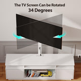 Rolanstar TV Stand with Mount and Power Outlet 51.2", Swivel TV Stand Mount for 32/45/55/60/65/70 inch TVs, Height Adjustable Modern Entertainment Center with Storage & LED Lights, TV Table White Rolanstar
