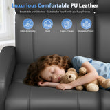 Duitrc Power Loveseat Recliner Sofa, Electric Reclining Loveseat with Adjustable Headrest, Extended Footrest, USB Type-C Ports, Grey PU Leather 2 Seater Reclining Couch for Living Room, RV, Office Duitrc