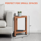 Corner Shower Stool for Shaving Legs, Teak Corner Shower Bench Stools for Inside Shower,Bathroom Shower Bench Seat Shower Foot Rest with Storage Shelf for Small Shower Spaces Samplife