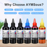 AYMSous Ink Refill Kit for HP 60 61 63 64 65 902 932 952 950 951 564 Refillable Ink Cartridge for HP Envy 4500 4520 5643 OfficeJet 6500a 6500 6000(6x100ML 3 Black, 1 Cyan. 1 Magenta, 1 Yellow) AYMSous