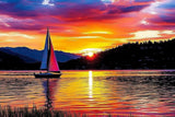 Sailboat on The Lake Sunset Diamond Painting Kits for Adults Beginners,5D DIY Diamond Art Kit,Full Round Drill Diamond Gem Art for Adults,Home Wall Decor 12x16 Inch LNZZ