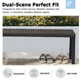 46” Black Rattan Bench with Metal Legs, Wicker Frame Patio Bench for Hallway, All Weather Outdoor Bench for Garden, Backyard, Porch Puntogen