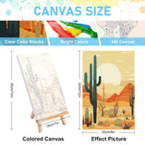 Offito 4 Pack Framed Paint by Numbers Kit for Adults Beginners with Wooden Easel, Cactus Easy Paint by Number Kit with Frame, Watercolor Adult Paint by Number Framed Canvas (8 * 12 Inch) Offito