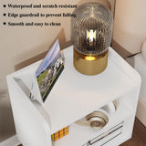 LUCKNOCK Night Stand, Modern Bedside Tables, Mid Century Nightstands with Open Storage Shelf, Wood Bedside Table, Small Night Stands for Bedroom, 3-Tier Night Table, White. LUCKNOCK