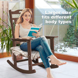 nalone Outdoor Rocking Chairs Set of 2, Oversized Porch Rocker Chair for Adult, All-Weather Resistant Patio Rocking Chair for Garden Lawn (Brown) nalone