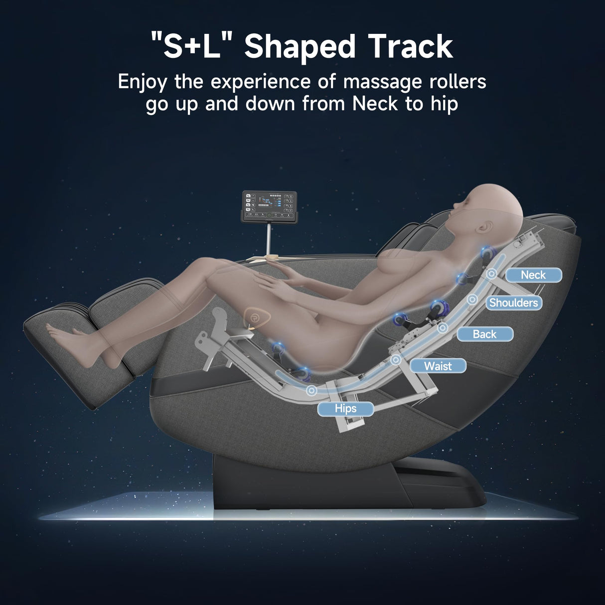 Real Relax 4D SL Track Massage Chair Full Body and Recliner with Zero Gravity, Bluetooth Speaker, Thai Stretch, Heating, Foot Massage and Shortcut Button, PS5100 Black Real Relax