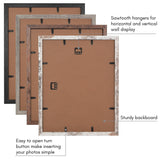 Americanflat Rustic Lodge 11x14 Picture Frame Set of 4 - Use as 8x10 Picture Frame with Mat or 11x14 Frame Without Mat - Textured Engineered Wood Photo Frame with Hanging Hardware for Wall Decor Americanflat