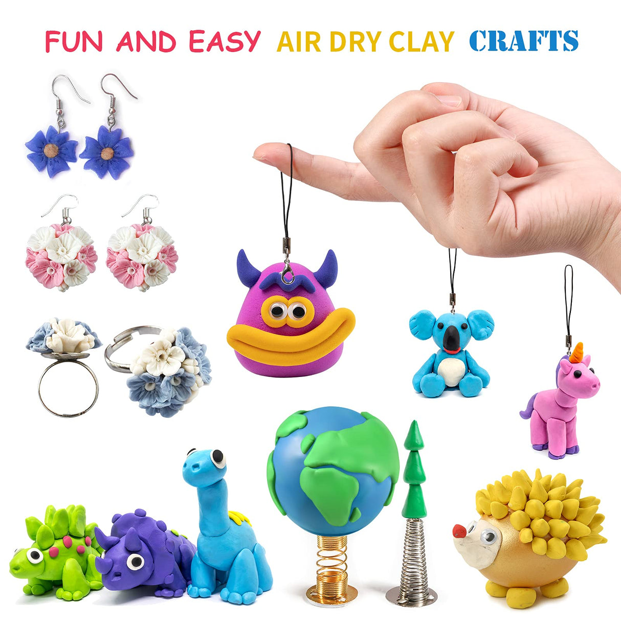 Air Dry Clay, 24 Colors Modeling Clay Kit with 3 Sculpting Tools, Magic Foam Clay for Kids and Adults, DIY Molding Clay Gift for Boys and Girls Exptolii