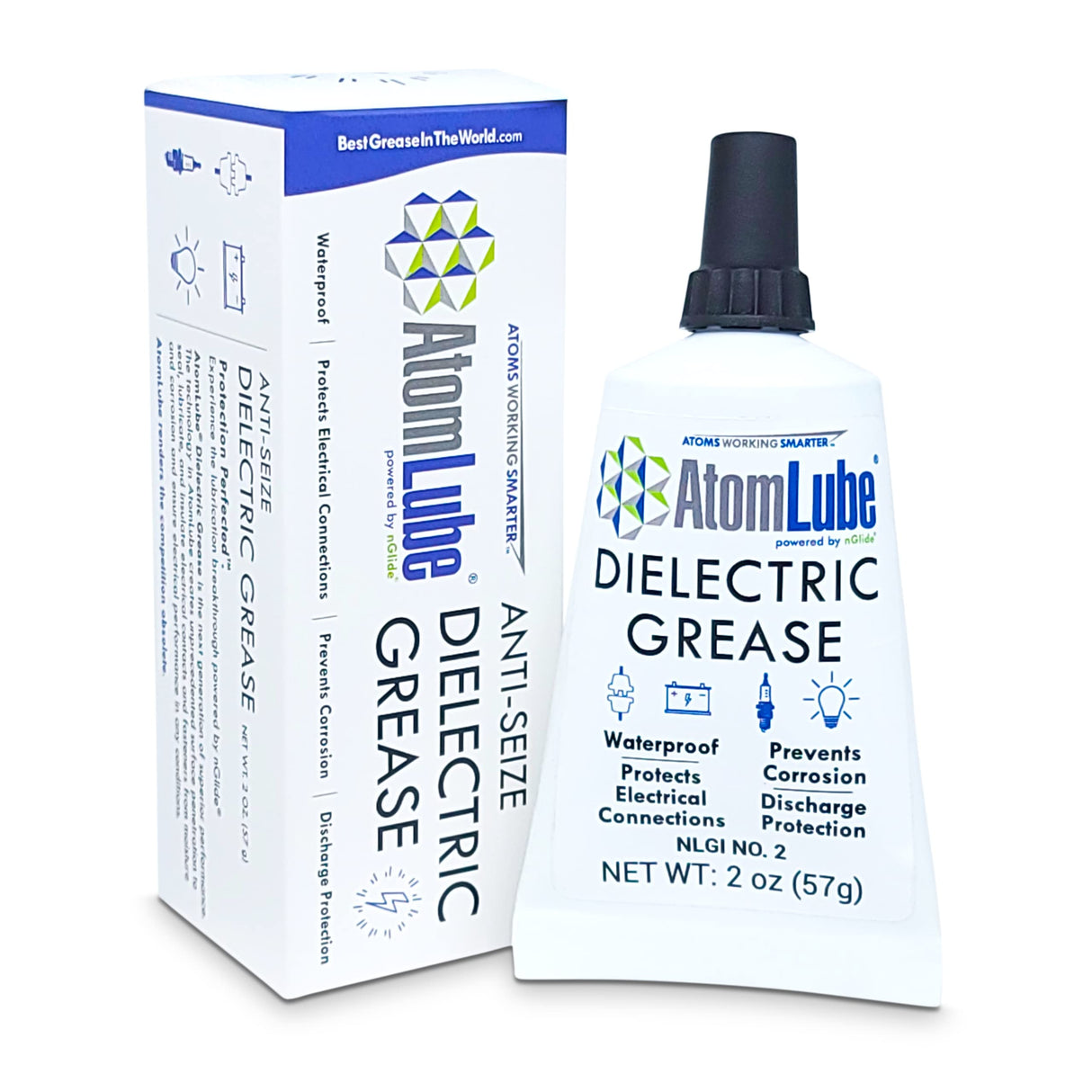 AtomLube Dielectric Grease, 2 Oz. Tube | Waterproof Dielectric Silicone Grease for Electrical Connectors, Switches, and Sensors | Safe High Temp Grease & Multipurpose Electric Grease AtomLube